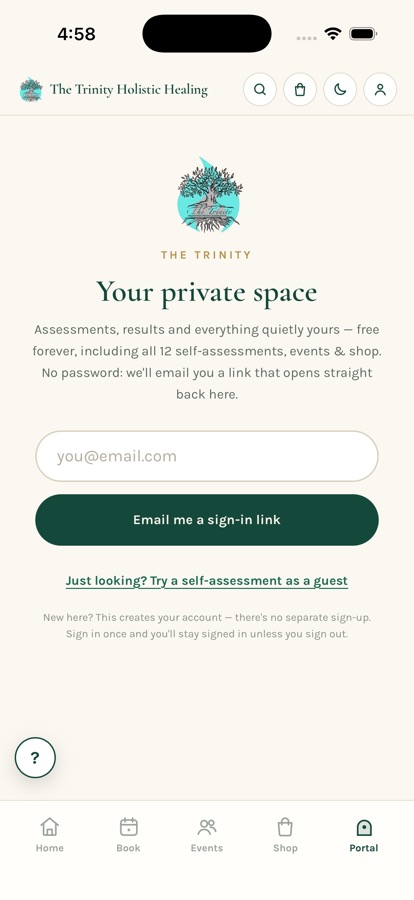 The Trinity app — Portal screen