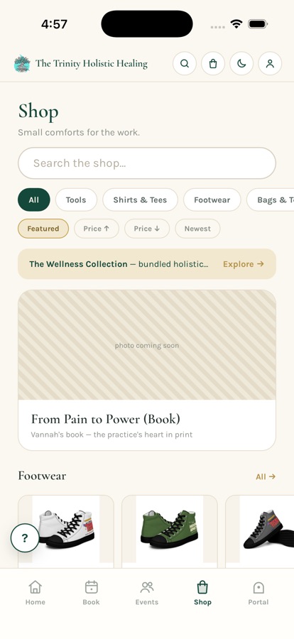 The Trinity app — Shop screen