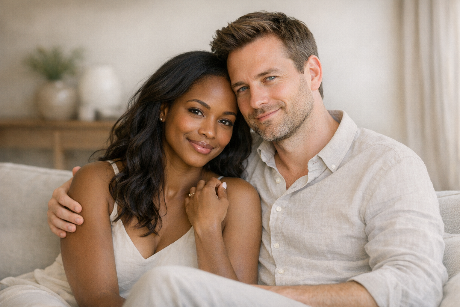 Biracial man and woman couple