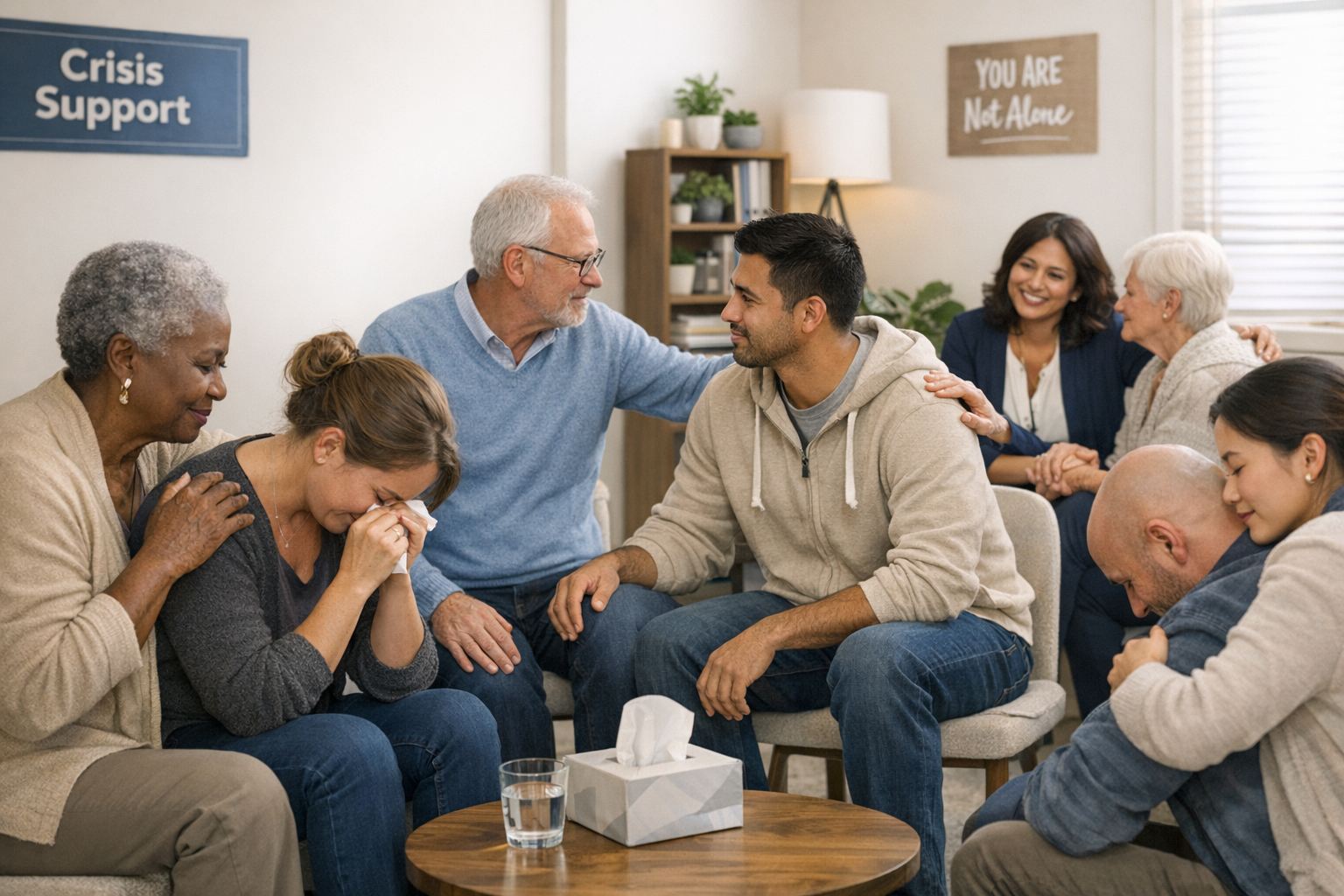 Therapist of color speaking with a diverse client in a counseling office